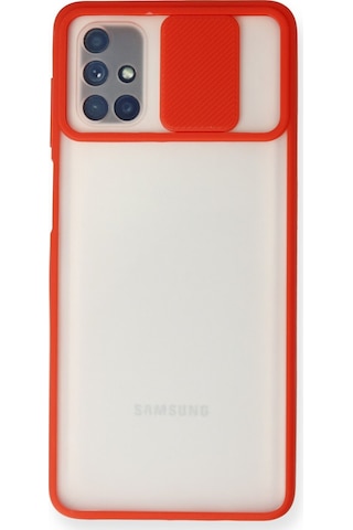 Galaxy M51 Kılıf Palm Buzlu Kamera Sürgülü Silikon - Kırmızı