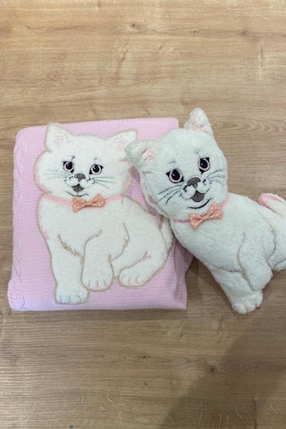 Oyuncak Hediyeli Bebek Triko Battaniye 90x90 Cm Pembe Pembe