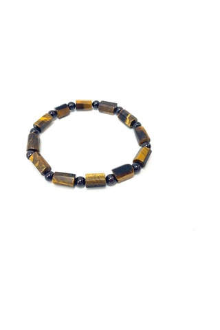 Sertifikalı Kaplan Gözü Ve Granat Lal Doğal Taş Bileklik Çok Renkli