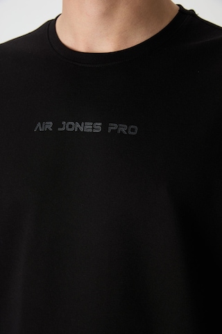 Air Jones Tommy Life Siyah Pamuklu Kalın Yüzeyi Dokulu Oversize Fit Baskılı Erkek T-shirt - 88364 Siyah