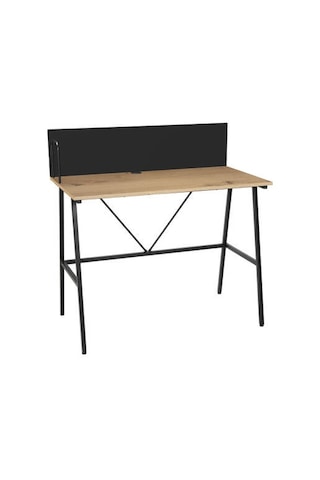 Retro Metal Ayaklı Arkalıklı Çalışma Masası-ceviz/siyah 100x100x54 Cm