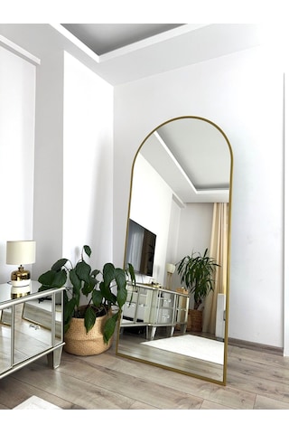 Effe Gold Metal Çerçeveli 180x80 Cm Oval Ayaklı Boy Aynası