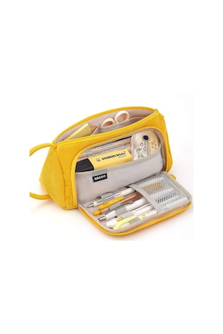 Büyük Kapasiteli Renkli Tuval Saklama Çantası İşaretleyici Kalem Kalem Kutusu Basit Kırtasiye Çantası Tutucu Ortaokul Lise Ofis Üniversite Öğrencisi İçin Girsarı Çok Renkli