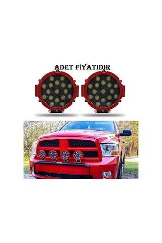 Off Road Sis Lambası 17 Ledli 51 Watt Kırmızı Çerçeve 12-48V