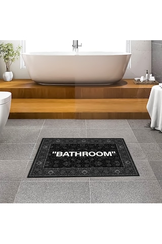 Evaşk Banyo Paspası İpeksi Kadifemsi Halı Yüzey Kaymaz Taban 40x60 BM01940S Siyah
