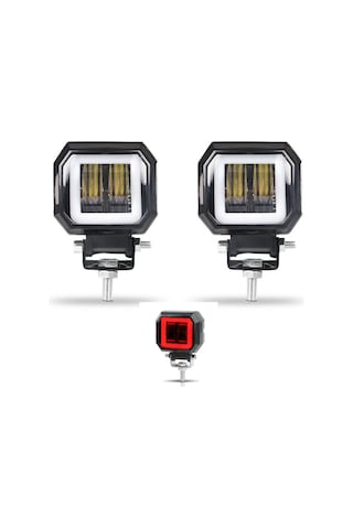 Motosiklet Atv Utv Kamyon Tekne Sis Farı KIRMIZI Angelli 2 Adet