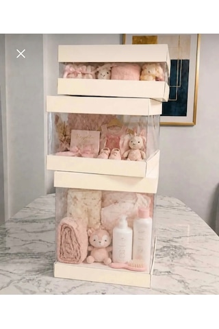 Asetat Gelin&damat Çeyiz Bohça Kutusu Fil Dişi 3'lü Set 1 Takım Şeffaf Katlanabilir Demonte Söz Nişan Hediyelik Büyük 23,5 23,5 40cm Orta 23,5 23,5 25cm Küçük 23,5 23,5 15cm
