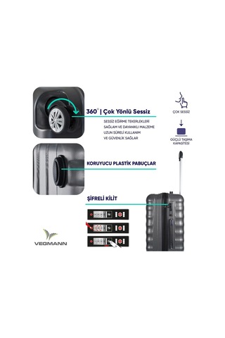 Vegmann Delphin Antrasit Orta Boy Valiz Antrasit