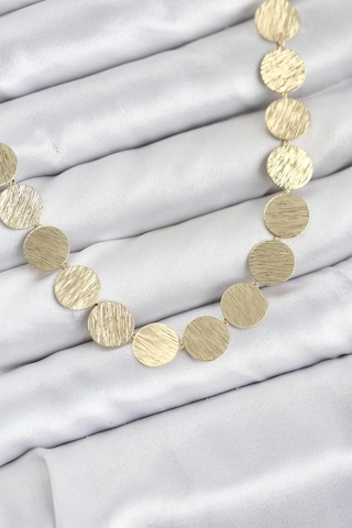 Yuvarlak Plaka Model Gold Renk Kadın Kolye Altin