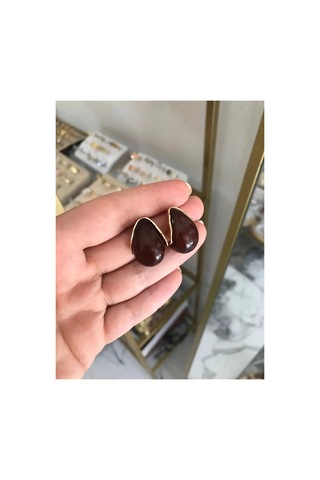 Linalya Jewelry Boncuk Küpe Kahverengi - Model 205