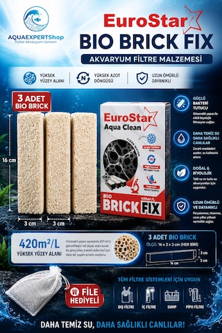 Akvaryum Filtre Malzemesi - Bio Brick Fix 500 Ml - Güçlü Bakteri Tutucu Biyolojik Medya - 3 Adet Brick - File Hediyeli