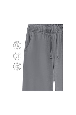 Elemge %100 Pamuk Süprem Erkek Pijama Altı Gri Cepli Rahat Kalıp Relax Fit Lastikli Ipli Terletmez Esnek