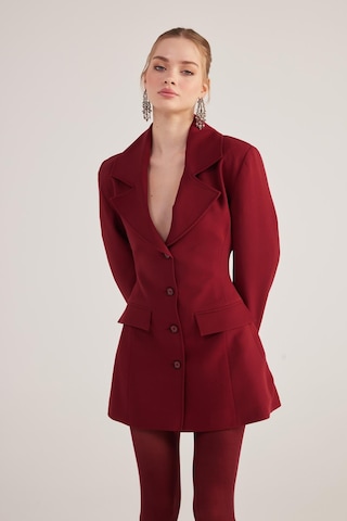 Holly Lolly Belden Oturmalı Fit Kesim Deja Blazer Ceket Bordo
