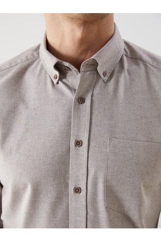 Lcwaıkıkı Classic Kahverengi Regular Fit Oxford Cepli Erkek Gömlek
