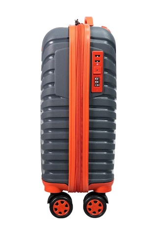 Pp Underseat Küçük Boy Gri -turuncu Valiz 46x34x19 Cm 4 Tekerlek Şifreli Kilit Altın