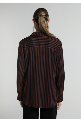 Colin's Colins Fashion Fit Shirt Neck Çizgili Kadın Kahverengi Uzun Kol Gömlek Cl1082001 Q1.v2 Brw
