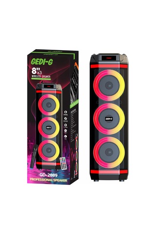 Gd-2889 Dijital Led Göstergeli Mikrofonlu Rgb Üçlü 8 İnç Stereo Bass Kablosuz Karaoke Hoparlör