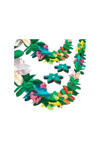 Neevoyu Hawaii Parti Kağıt Çekçek Çiçekleri - 2 Adet Paket, 3m Uzunluk, 19cm Genişlik, 2cm Kalınlık
