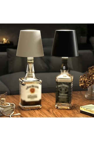 Honeybeeshop Şarj Edilebilir Kablosuz Şişe Lambası Siyah 3 Renk Sıcaklığı Ofis Mobilyaları İçin Masa Lambası Çeşitli Şişelere Uyumlu Siyah