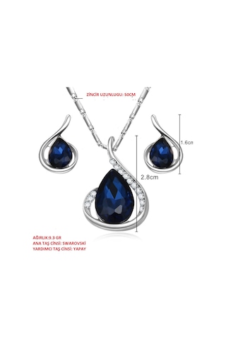 Swarovski Taşlı, Altın Kaplama Gümüş Takı Seti, Yeni Yil,Yilbasi Gümüş