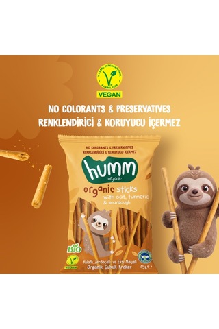 Organik Yulaflı Zerdeçallı Ve Ekşi Mayalı Çubuk Kraker - 6 Adet 275 G