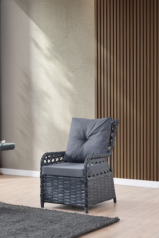 Duru 2 Kişilik Rattan Bahçe Balkon Mutfak Masa Takımı Antrasit