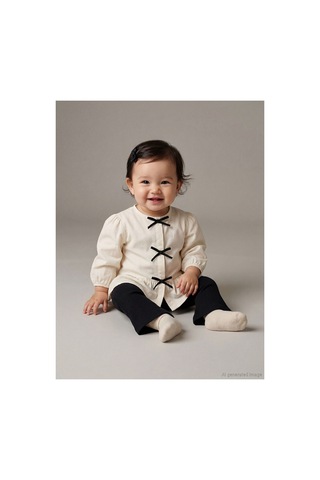 LC Waikiki Alıta Cıty Farkıyla Lcw Baby Ekru Oval Yaka Fiyonk Detaylı Kız Bebek Gömlek Ekru - 925415298 Ekru