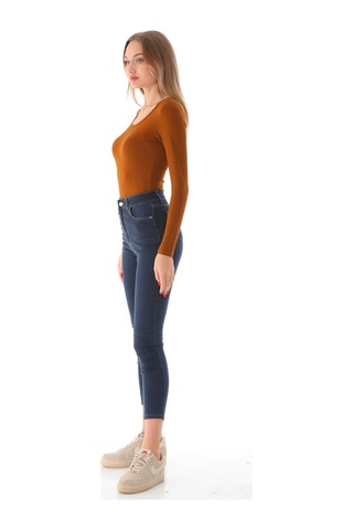 Penyebizden Kadın Viskon Dekolte Yaka Çıtçıtlı Zıbın Body-kahve