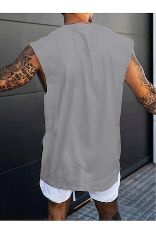 Altamira Erkek Dikey Baskılı Oversize Kolsuz T-shirt 001