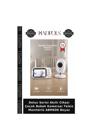 Delux Serisi Akıllı Cihazı Çocuk Bebek Kamerası Telsiz Monitörlü Abm600 Beyaz Belirtilmemiş