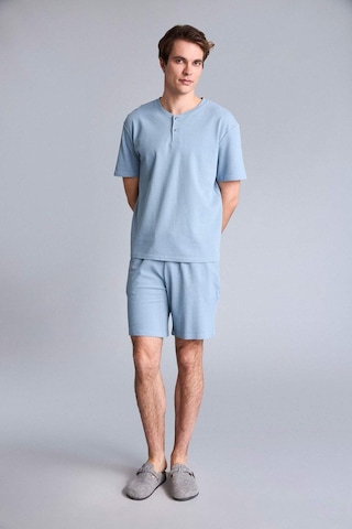 Defacto New Regular Fıt Kısa Kollu 2li Şort Tişört Pike Pijama Takım H5199ax26spbe299 Mavi-be299