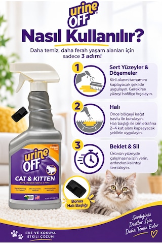 Urine Off Kedi İdrar Koku Giderici ve Temizleyici Sprey 500 ML