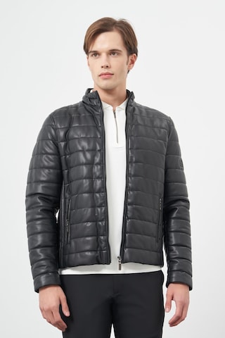 İmza Siyah Suni Deri Hakim Yaka Düz Yırtmaçsız Tam Astar Slim Fit Casual Deri Mont 1038245153 Siyah