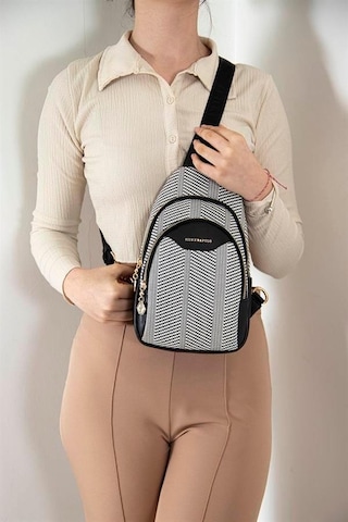 Silver Polo Sp959 Kadın Vücut Çantası Hasır Siyah Beyaz-siyah