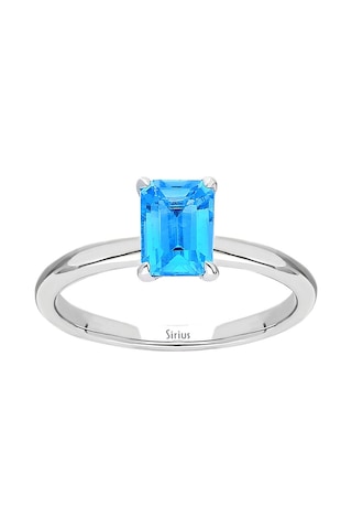 Sirius Oktagon Kesim Mavi Topaz Tektaş Yüzük 0831R0021