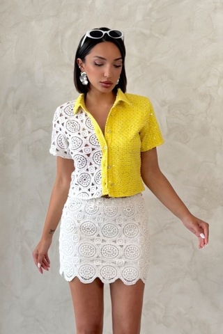 Verymoda Dantel Diz Üstü Etek D2350 Ham