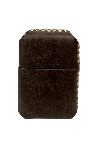 Handmade El Yapımı Hakiki Deri Zippo Modeli Çakmak Koyu Vizon
