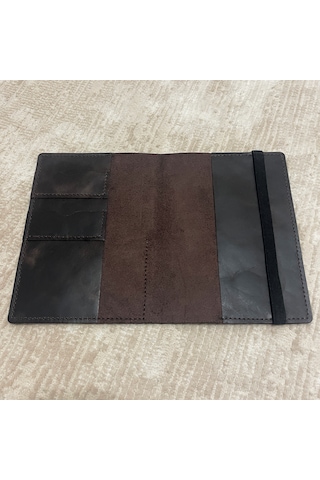 Bilikolik Hakiki Deri A5 Defter Kılıfı, El Yapımı, Telefon Cepli Ajanda Organizer, Defter Ve Kalem Dahil Koyu Kahverengi