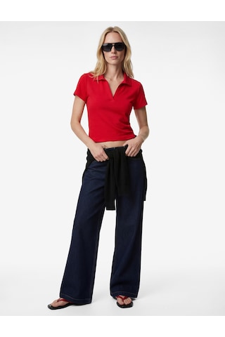 Koton Regular Fit Kısa Kollu Kesik Polo Yaka Tişört Kırmızı 6sak50190ek Kırmızı