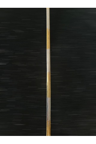 Kesebe Altın Sarısı Ve Gümüş Renk Karışık Alacalı Unisex Kolye - 60 Cm Çok Renkli