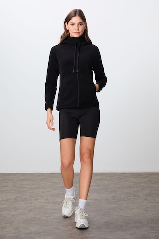 Tommy Life Siyah Kalın Yumuşak Dokulu Kapüşonlu Standart Fit Nakışlı Polar Kadın Sweatshirt -97287 Siyah