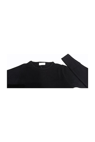 Özdemirli Bebe Basic Düz Bisiklet Yaka Uzun Kollu Likralı Badi Sweat T-shirt SIYAH