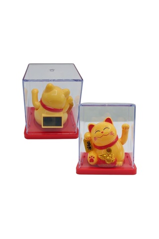 Maneki Neko El Sallayan Mini Şans Kedisi Krem Solar Güneş Enerjili 5x5cm Y8krm08