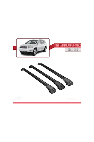 Toyota Highlander Xu40 2008-2013 Arası İle Uyumlu Ace-1 Ara Atkı Tavan Barı Siyah 3 Adet Bar