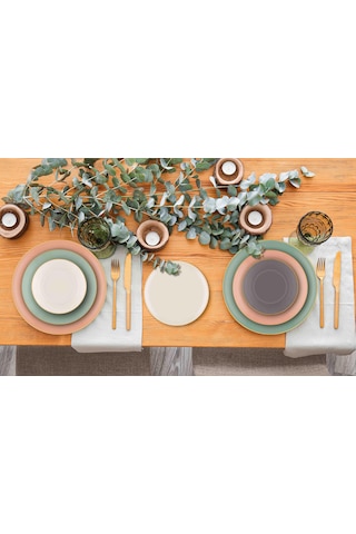 The Mia Basic 24 Parça Yemek Takımı Somon Pembe 6 Kişilik