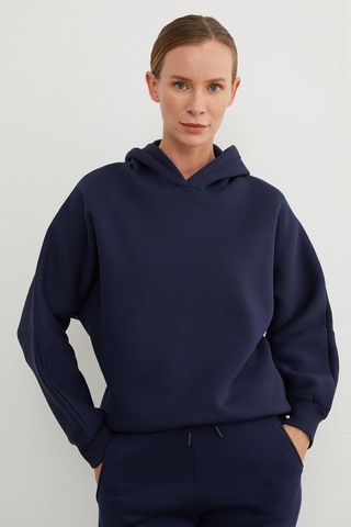 Fullamoda 3 İplik Basic Kapüşonlu Jogger Eşofman Takımı Lacivert