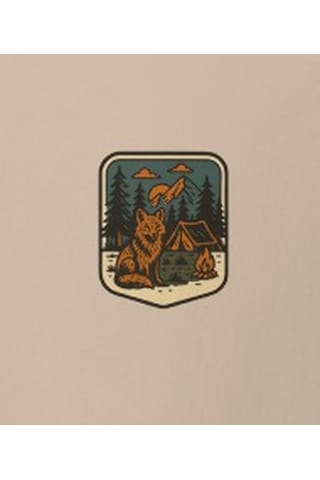 Wildstyle Tilki Renkli Vintage Yaban Hayat Doğa Orman Rozet Baskılı Unisex Bisiklet Yaka Pamuklu Tişört Camel