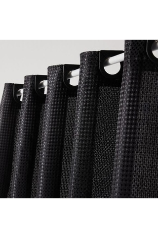 Waffle Duş Perdesi - Siyah - Polyester - 180 X 200 Cm - 12 Kanca - Utılıty - Today Diğer