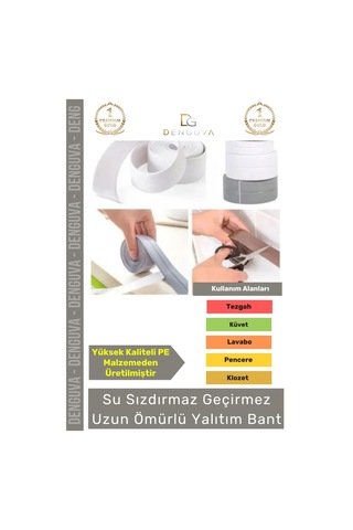 Premium Su Geçirmez Sızdırmaz Dayanıklı Pvc Yağ Kenar Küf Önleyici 3.2m Gri İzolasyon Bant 4 Adet