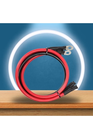 Akü İle İnverter Arası Uçları Konnektörlü 25 Mm Kablo- 1m Siyah- 1m Kırmızı
